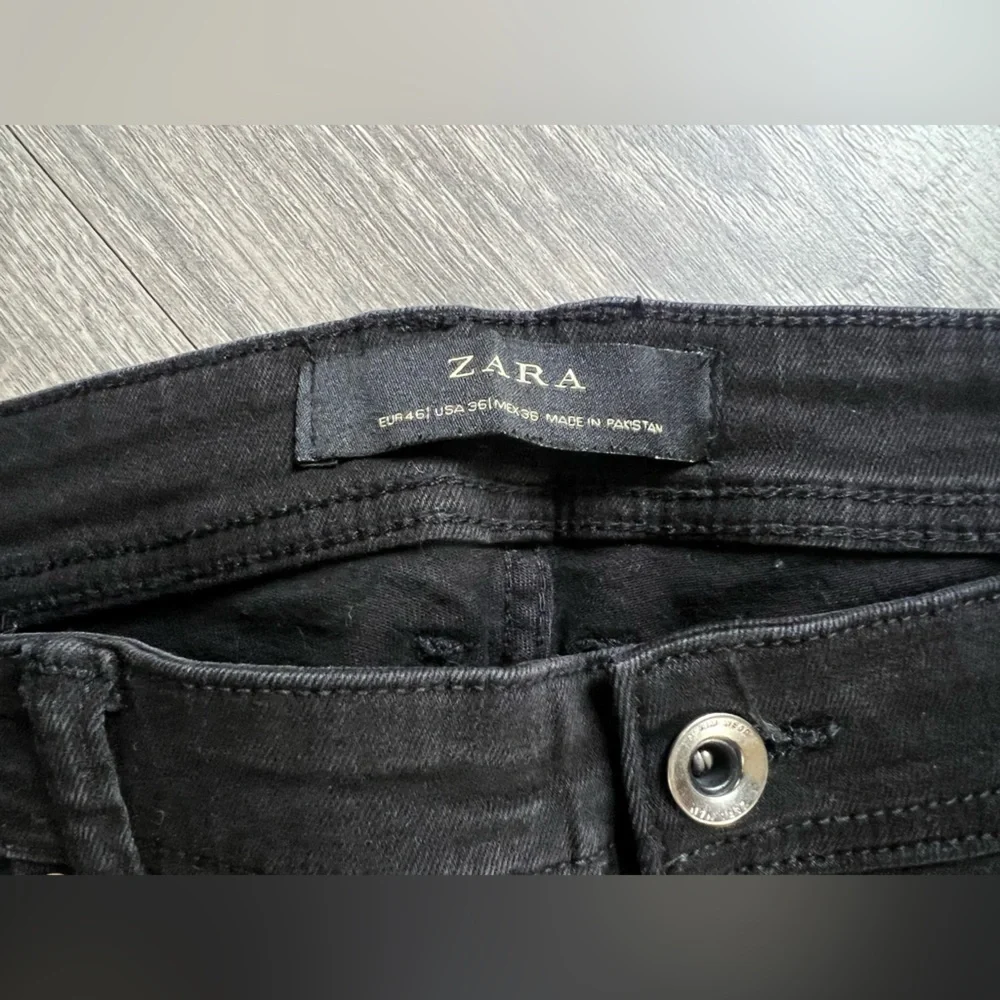 Zara Men's Whiskered Distressed Black Wash Skinny Jeans 36 Waist